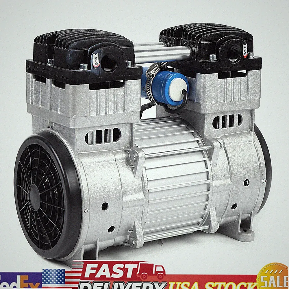 7CFM Oilless Vacuum Pump Industrial Air Compressor Oil Free Piston Pump 1100W US